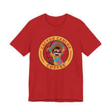 Load image into Gallery viewer, Cactus Carlos Coffee Tee - Fun Unisex Jersey Shirt, Great for Coffee Lovers, Gifts for Baristas, Summer Outings, Cute Casual Wear - Kactus Jock