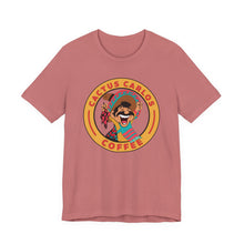 Load image into Gallery viewer, Cactus Carlos Coffee Tee - Fun Unisex Jersey Shirt, Great for Coffee Lovers, Gifts for Baristas, Summer Outings, Cute Casual Wear - Kactus Jock
