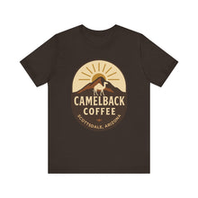 Load image into Gallery viewer, Camelback Coffee Unisex Tee, Casual Graphic T-Shirt, Gift for Coffee Lovers, Arizona Souvenir, Stylish Summer Wear - Kactus Jock
