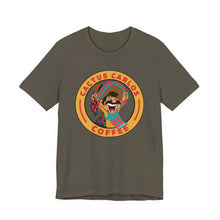 Load image into Gallery viewer, Cactus Carlos Coffee Tee - Fun Unisex Jersey Shirt, Great for Coffee Lovers, Gifts for Baristas, Summer Outings, Cute Casual Wear - Kactus Jock
