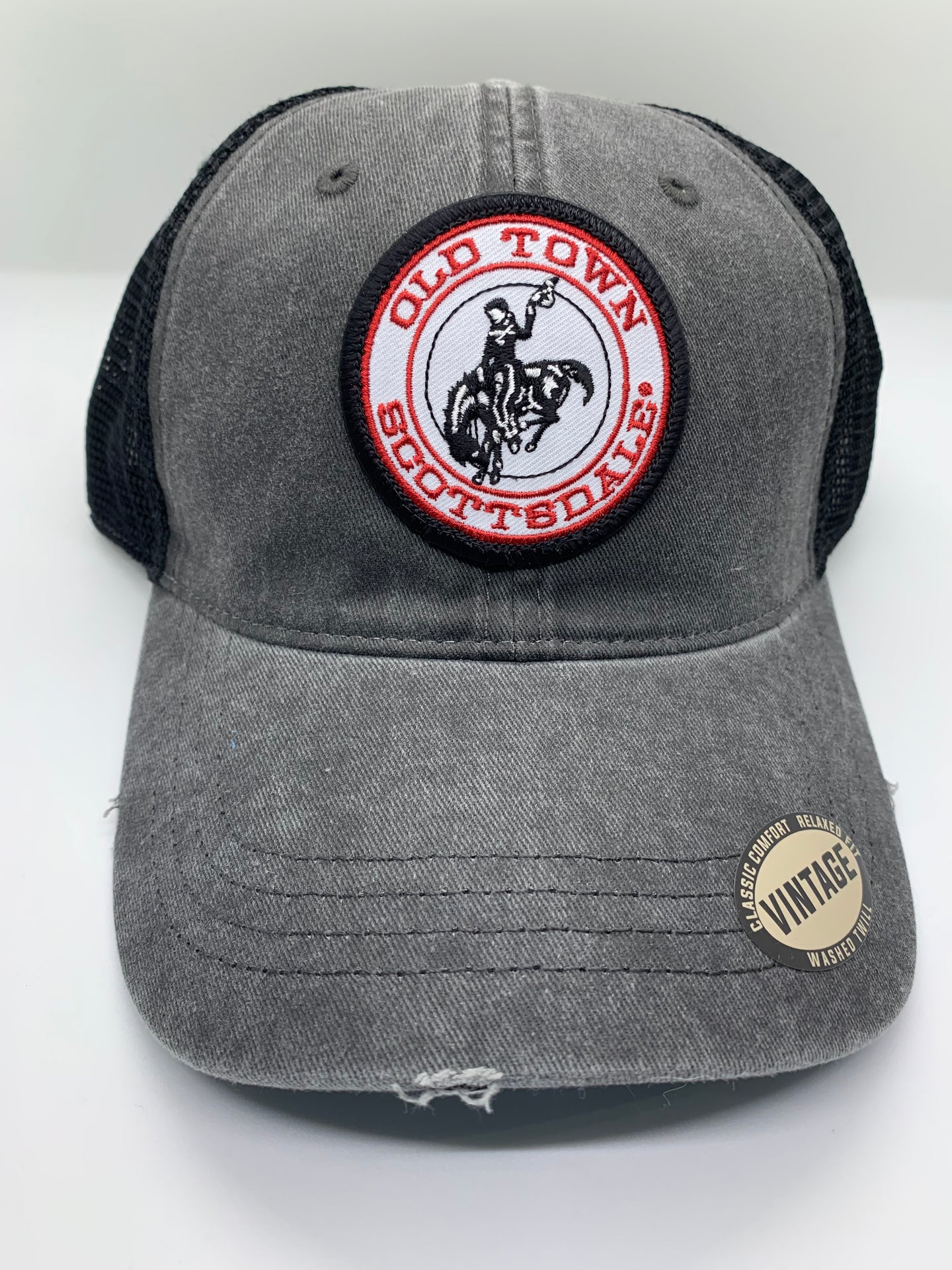 G54 Old Town Scottsdale Vintage Gray and Black Trucker Hat