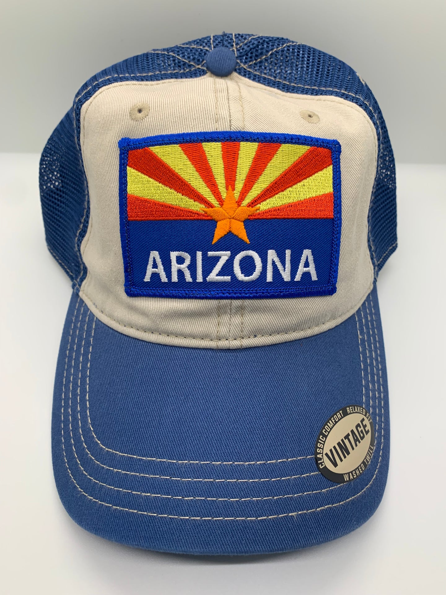 G54 Tan and Blue Vintage Arizona Flag Trucker Hat